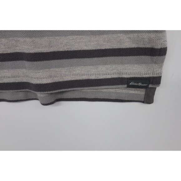 Eddie Bauer Mens Striped Gray Polo Shirt TXL 100% Cotton Short Sleeve - Picture 9 of 13